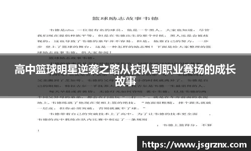 高中篮球明星逆袭之路从校队到职业赛场的成长故事